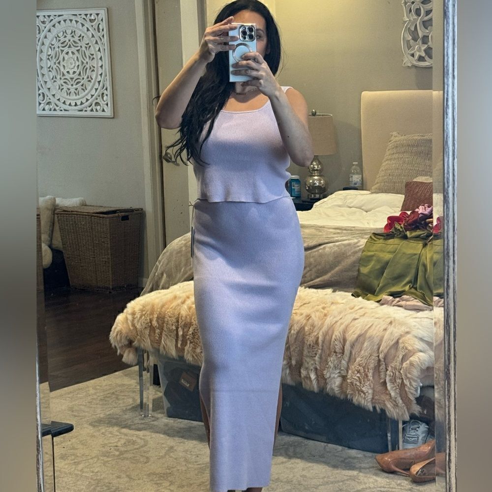HOUSE OF HARLOW RIBBED SWEATER SKIRT SET